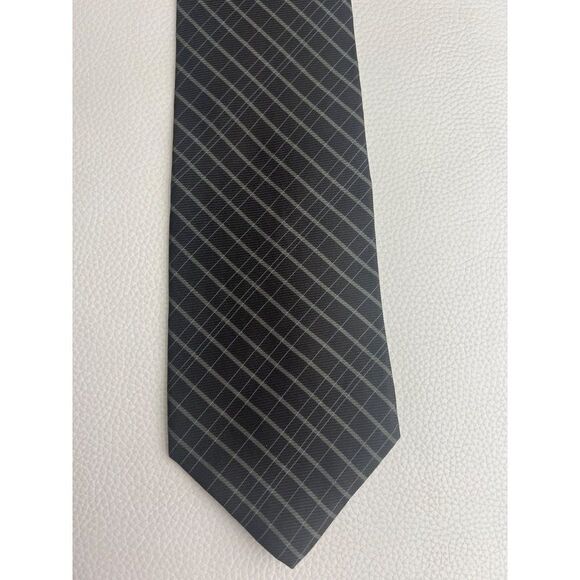 DKNY Men’s Dark Green Stripe Silk Necktie - Picture 1 of 5